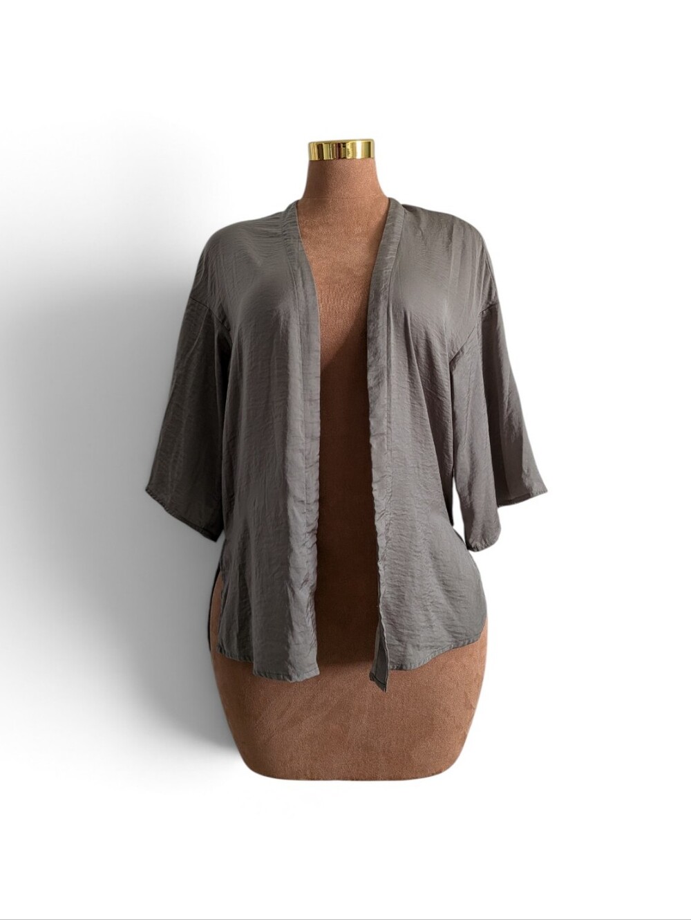 H&M Boho Revival Olive Green Lightweight Open-Front Kimono Top